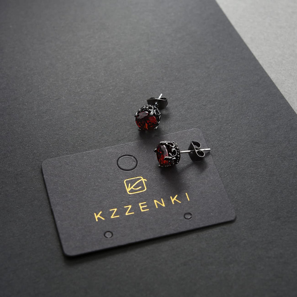 Retro Dark Shadow Stud Earrings, Hypoallergenic Stainless Steel Cubic Zirconia Earrings