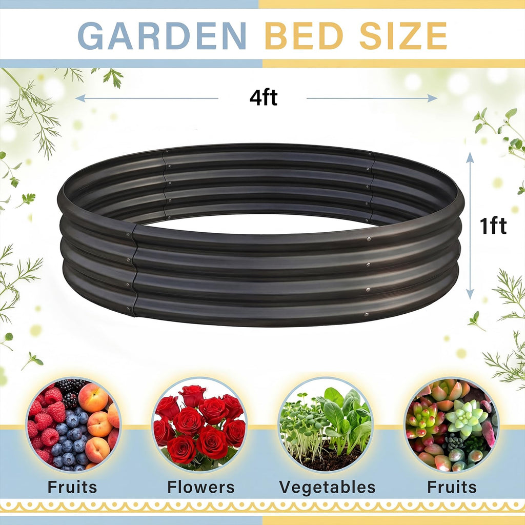 Land Guard Galvanized Raised Garden Bed Kit, Galvanized Planter Raised Garden Boxes Outdoor, Round Large Metal Raised Garden Beds for Vegetables ……