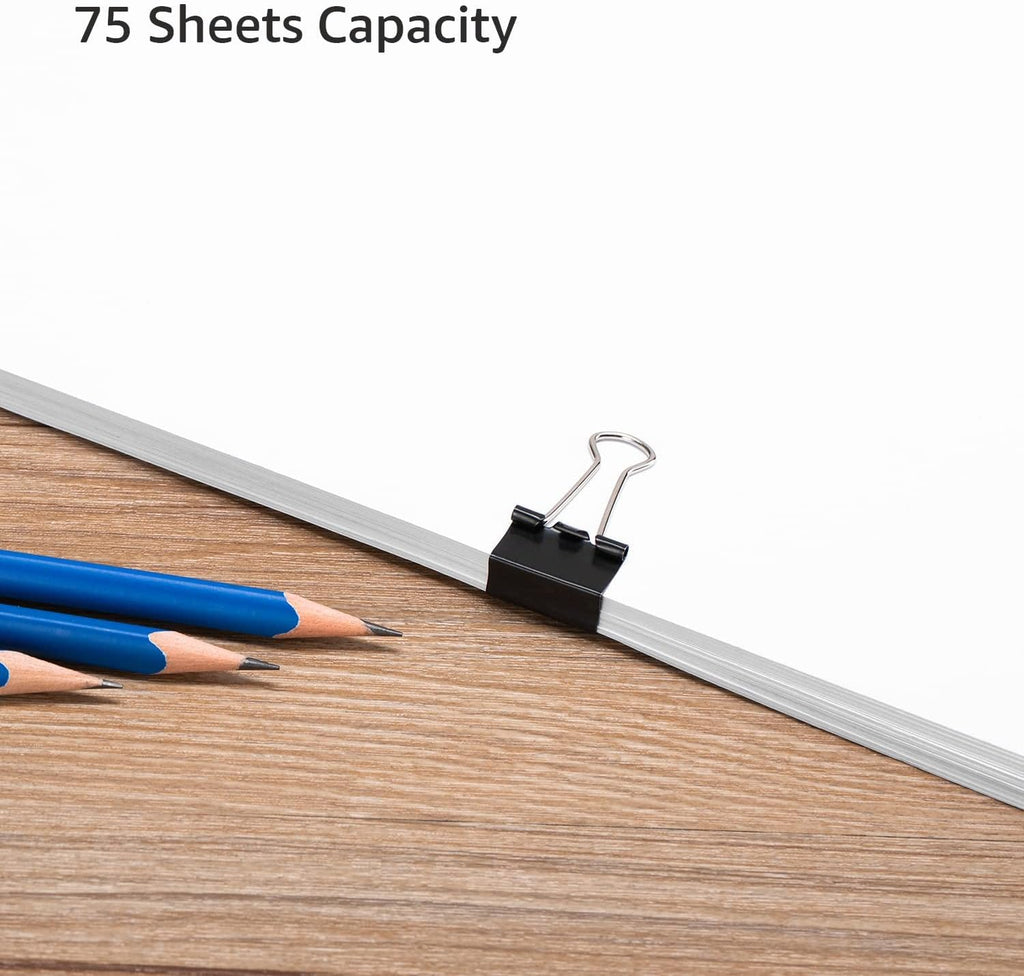 Amazon Basics Sturdy Binder Clips for Office Use, 96 Count, Medium, 1.25 in, Black (Pack of 12)