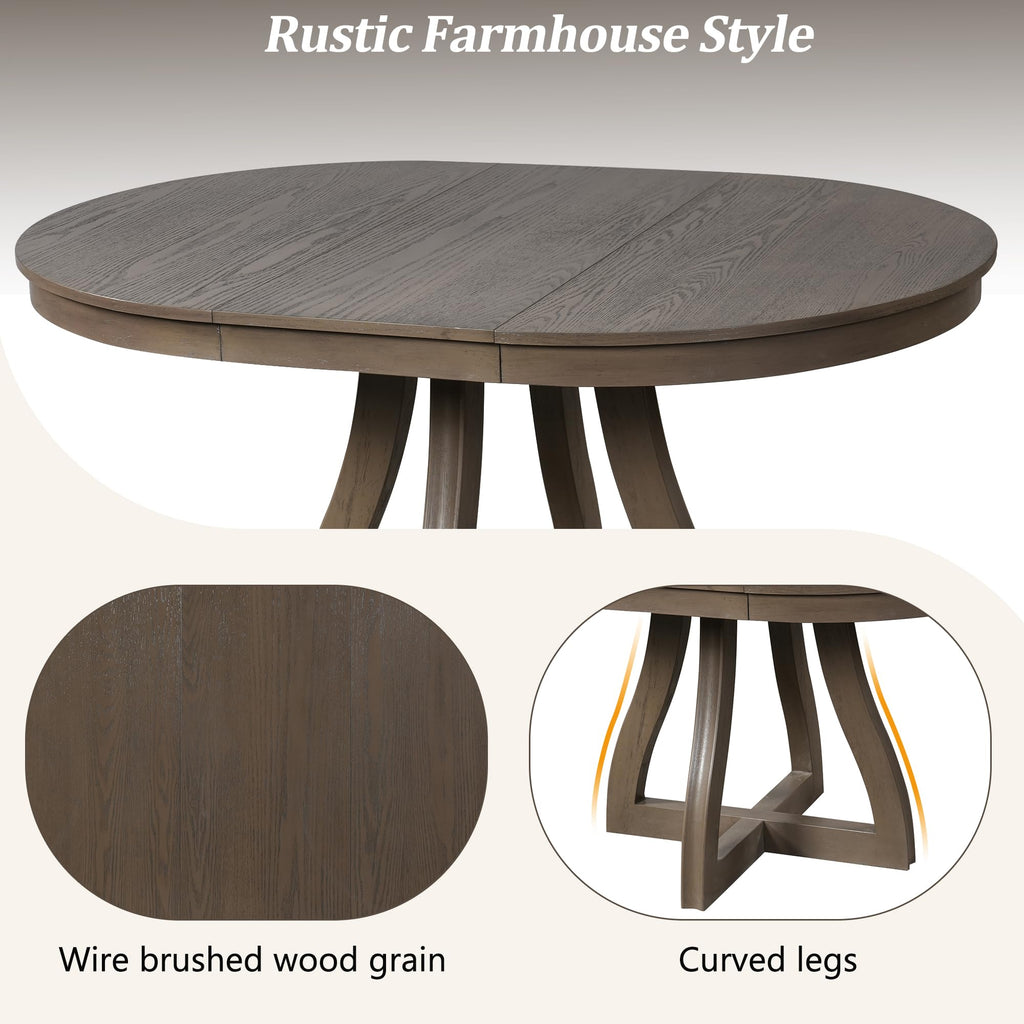 LUMISOL Round Dining Table for 4-6 People, 41"-57" Extendable Kitchen Table with 16" Removable Leaf for Small Places, Kitchen, Dining Room, Espresso