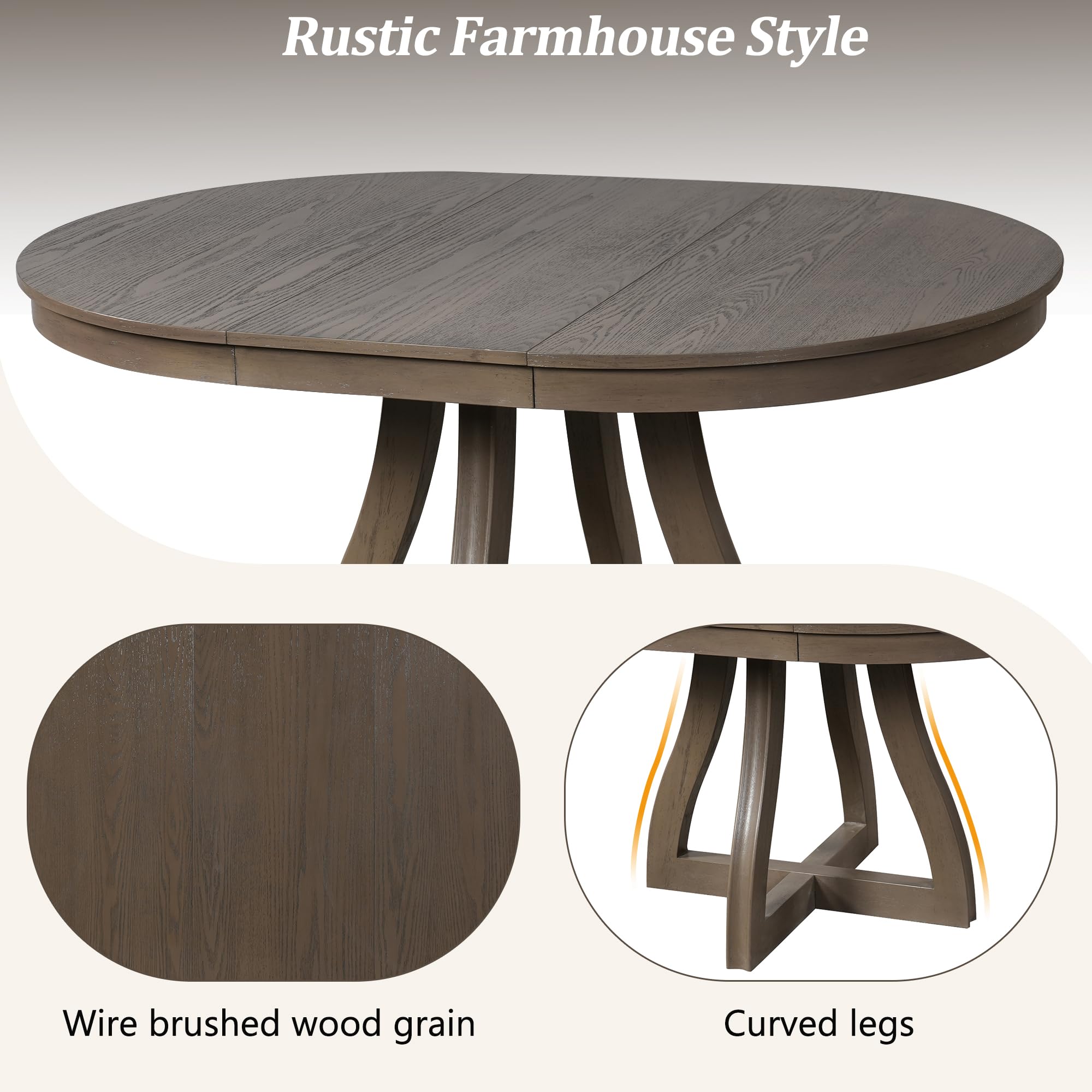 LUMISOL Round Dining Table for 4-6 People, 41"-57" Extendable Kitchen Table with 16" Removable Leaf for Small Places, Kitchen, Dining Room, Espresso