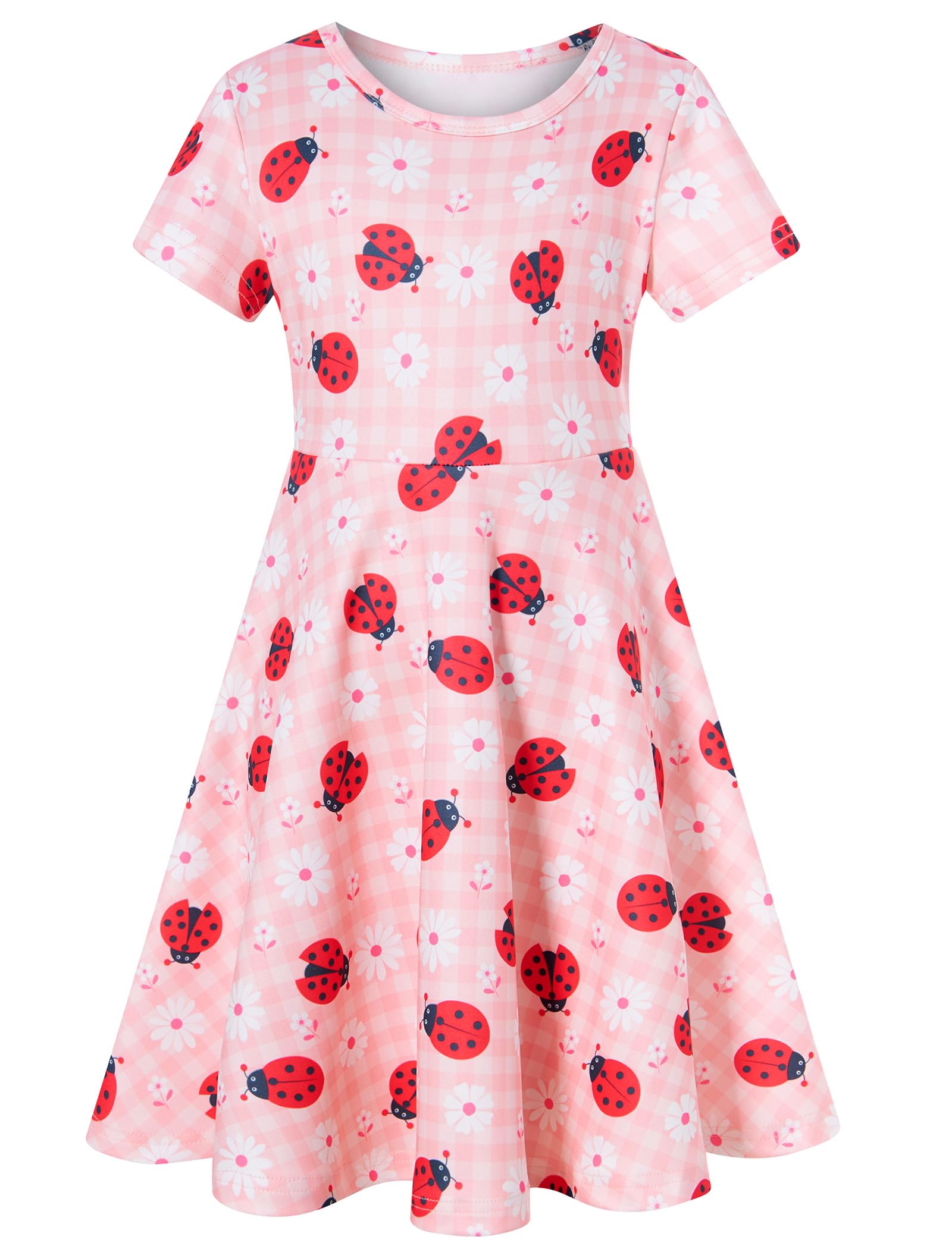 ALISISTER Little Girls Dress Short Sleeve Toddler Summer Sundress 2-9T