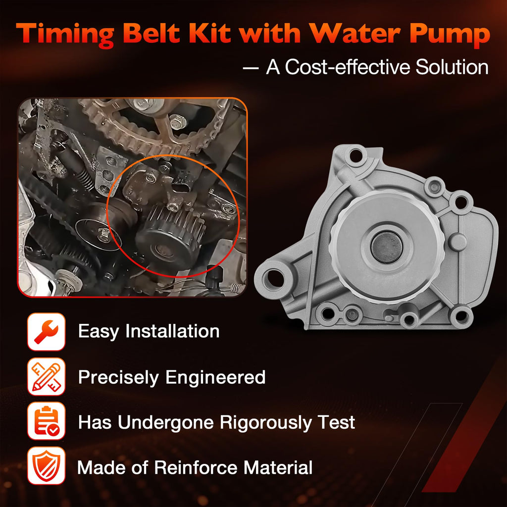 Engine Timing Belt Kit with Water Pump | Compatible With 1987-2001 Toyota Camry Celica RAV4 MR2 Solara 2.0L 2.2L 3SFE 5SFE L4 DOHC 16V | Replaces# TBK138, TCKWP199