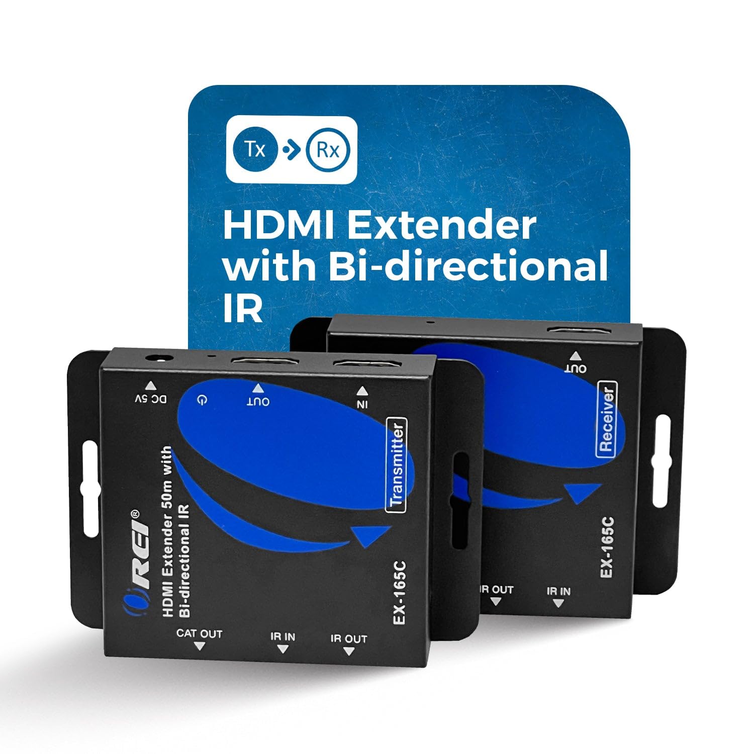 OREI HDMI Extender Over CAT6/CAT7 165ft, 1080p@60Hz HDMI Over Ethernet with Bi-Directional IR, HDMI Loop Out, PoC, Plug-and-Play for TV, Projector, Gaming & AV Setup (EX-165C)