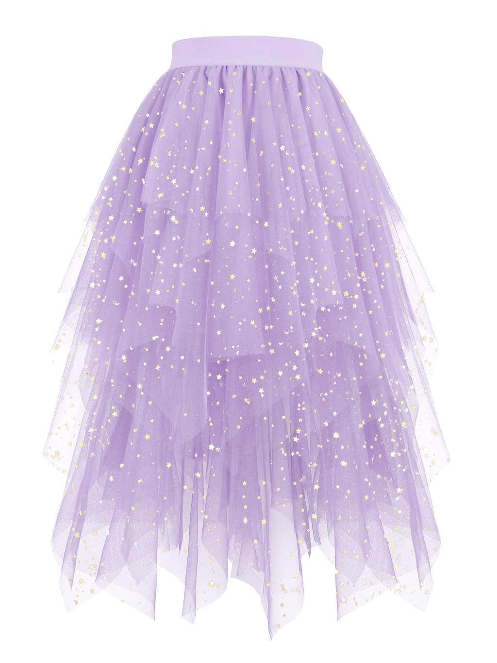Hanpceirs Women's Tulle Skirts High Low Layered A-line Midi Skirt Irregular Tutu for Women