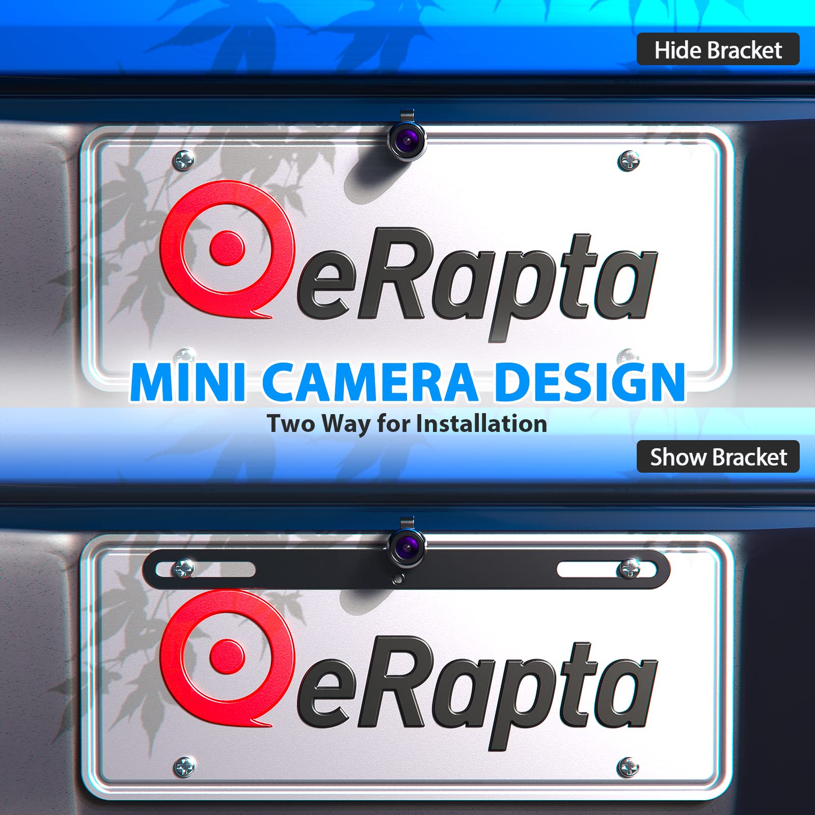 eRapta ERT01 HD Backup Camera Rear View License Plate Reverse Camera Universal for Pickup Truck Car SUV 149 Degree Perfect Angle Night Vision IP69K Level Waterproof
