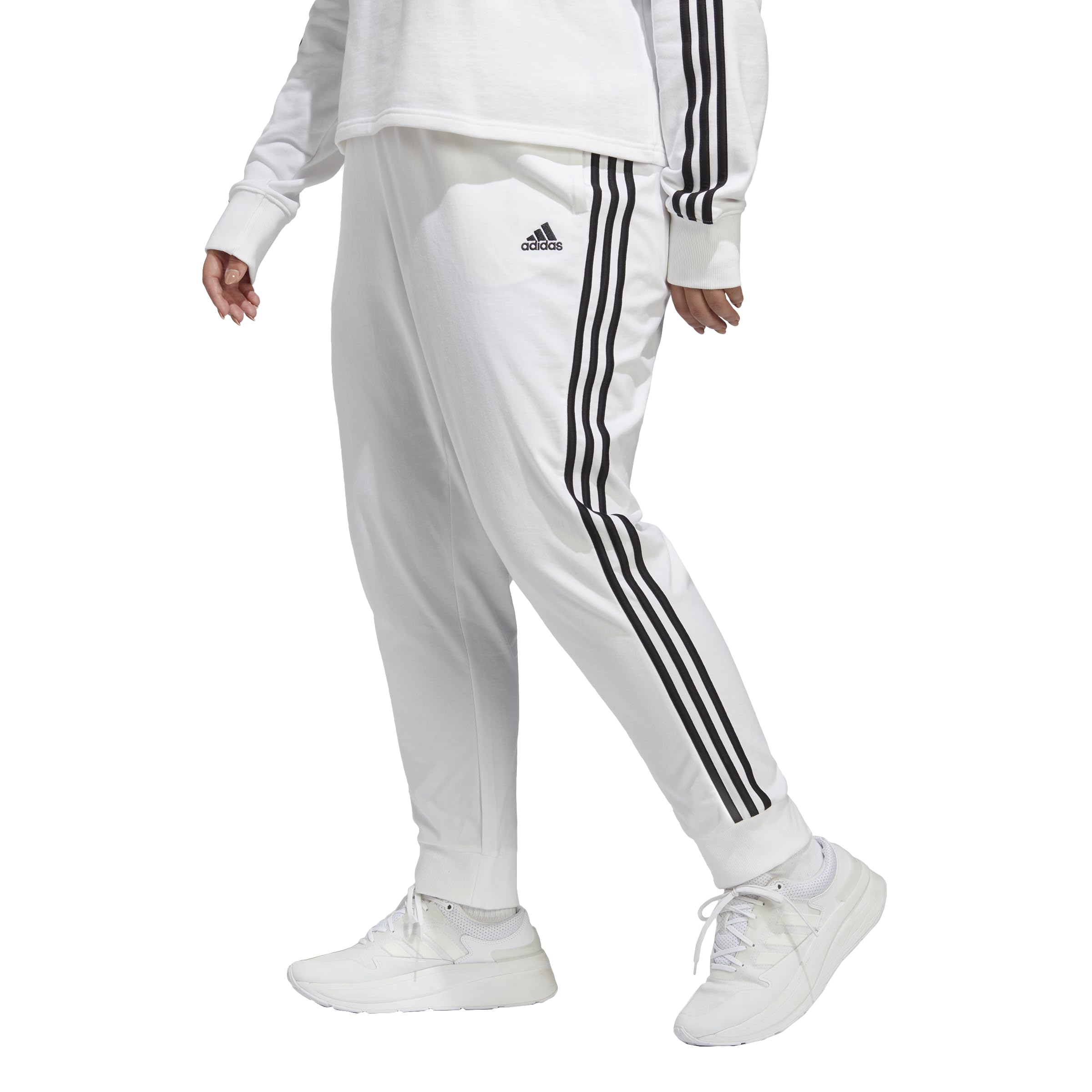 adidas Womens 3-Stripes Drawstring Sweatpants Training Casual - Black