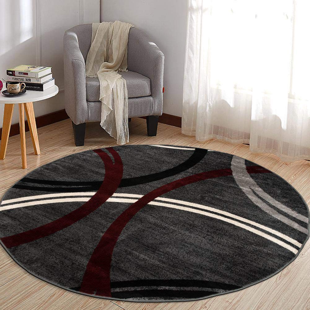 Rugshop Modern Wavy Circles Design Accent Rug, Carpet with Jute Backing for Entryway, Kitchen, or Pet Area, Black, 2' x 3'