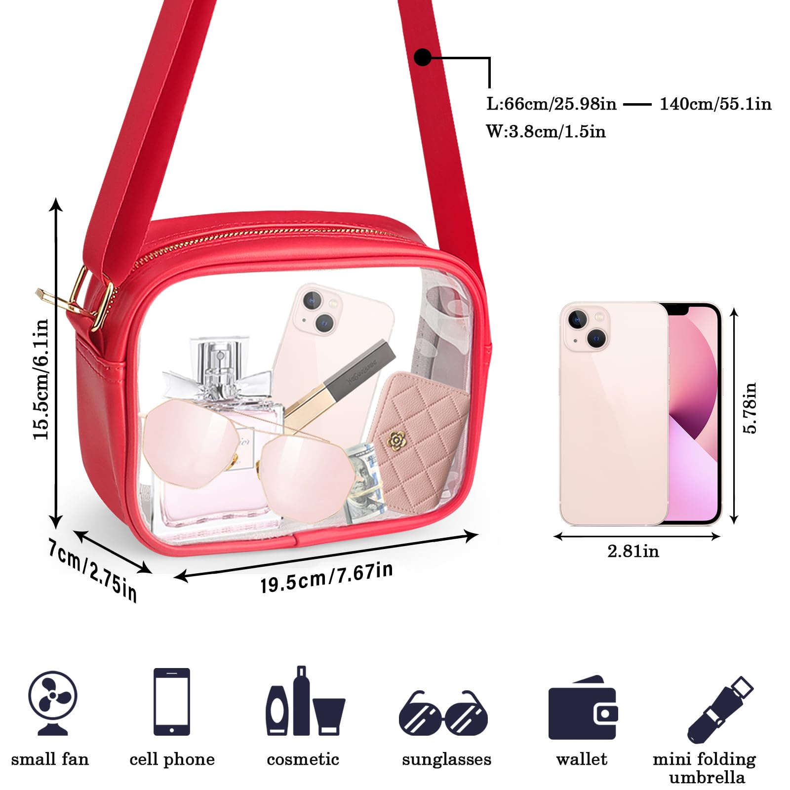 KETIEE Clear Crossbody Bag, Stadium Approved Clear Purse Bag for Concerts Sports Events Festivals