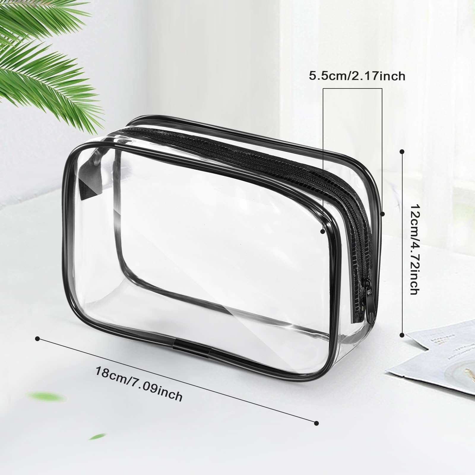 Weewooday 12 Pieces Clear Makeup Bags Cosmetic Storage Bags PVC Zipper Pouches Travel Waterproof Makeup Plastic Case for Women Organizing Toiletries Traveling Bathroom(Medium,Black)