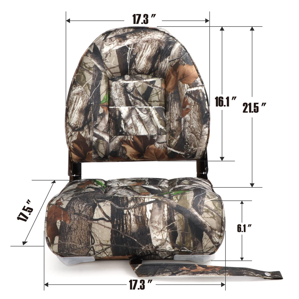 NORTHCAPTAIN Marine Boat Chair 2 Pack,Camo High Back Folding Fishing Boat Seat for Fishing, Bass/Jon/Pontoon Boats, 4 Mounting Screws Included