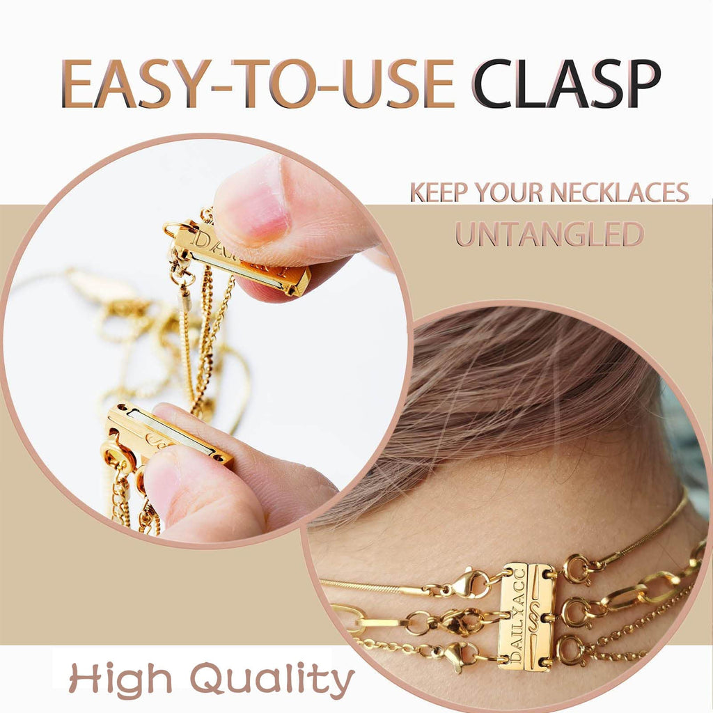 Layering Magnetic Necklace Clasp,18 K Gold and Silver Separator for Stackable Necklaces