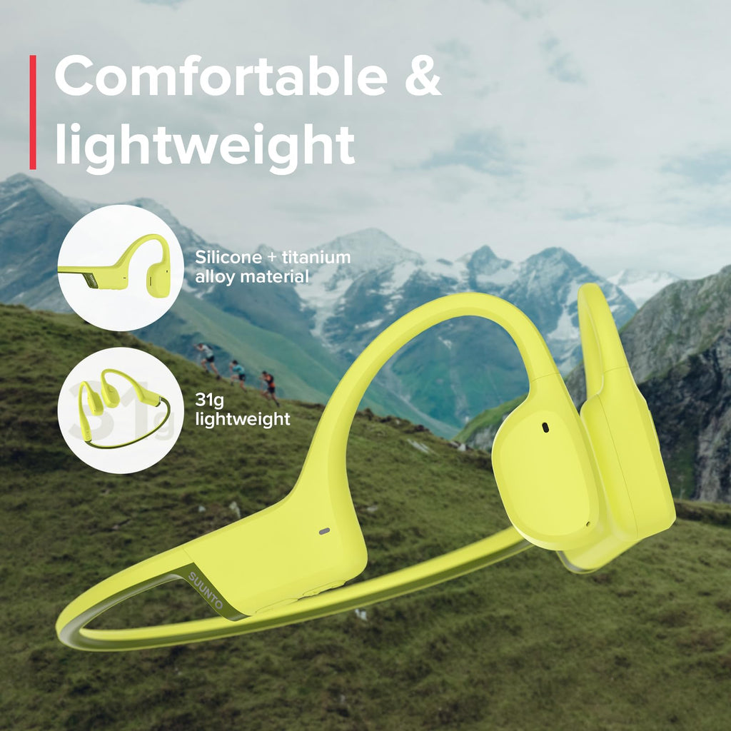 SUUNTO Sonic Open-Ear Bone Conduction Sports Headphone, Bluetooth Wireless Headset w/Enhanced Bass & Multipoint Connection, 10H Playtime w/Fast Charging, Built-in Dual Mics, Waterproof & Lightweight