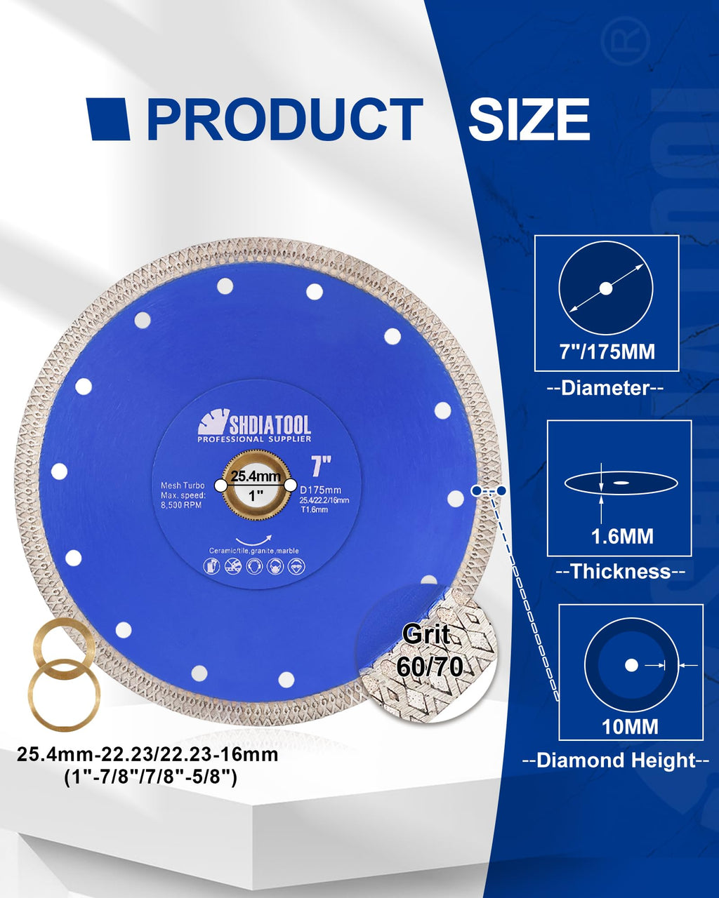 SHDIATOOL 3-3/8 Inch Diamond Saw Blade Cutting Porcelain Tile Ceramic Granite Marble Brick