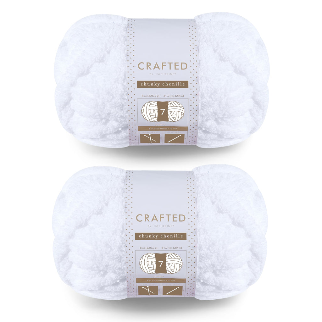 Crafted By Catherine Chunky Chenille Yarn - 2 Pack (8 oz / 227 g, 31.7 Yards Each Skein), Beige, Gauge 7 Jumbo