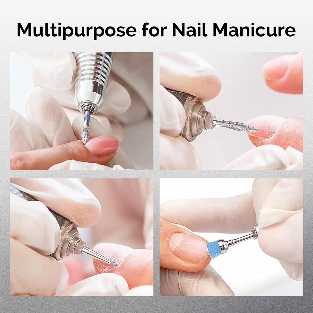 MelodySusie 10pcs Nail Drill Bits Set, 3/32 Inch Diamond Cuticle Bits for Nail Drill E-File, Manicure Pedicure Remover Tools for Acrylic Gel Nails, Salon Home Use Nail Care Supplies, Rainbow
