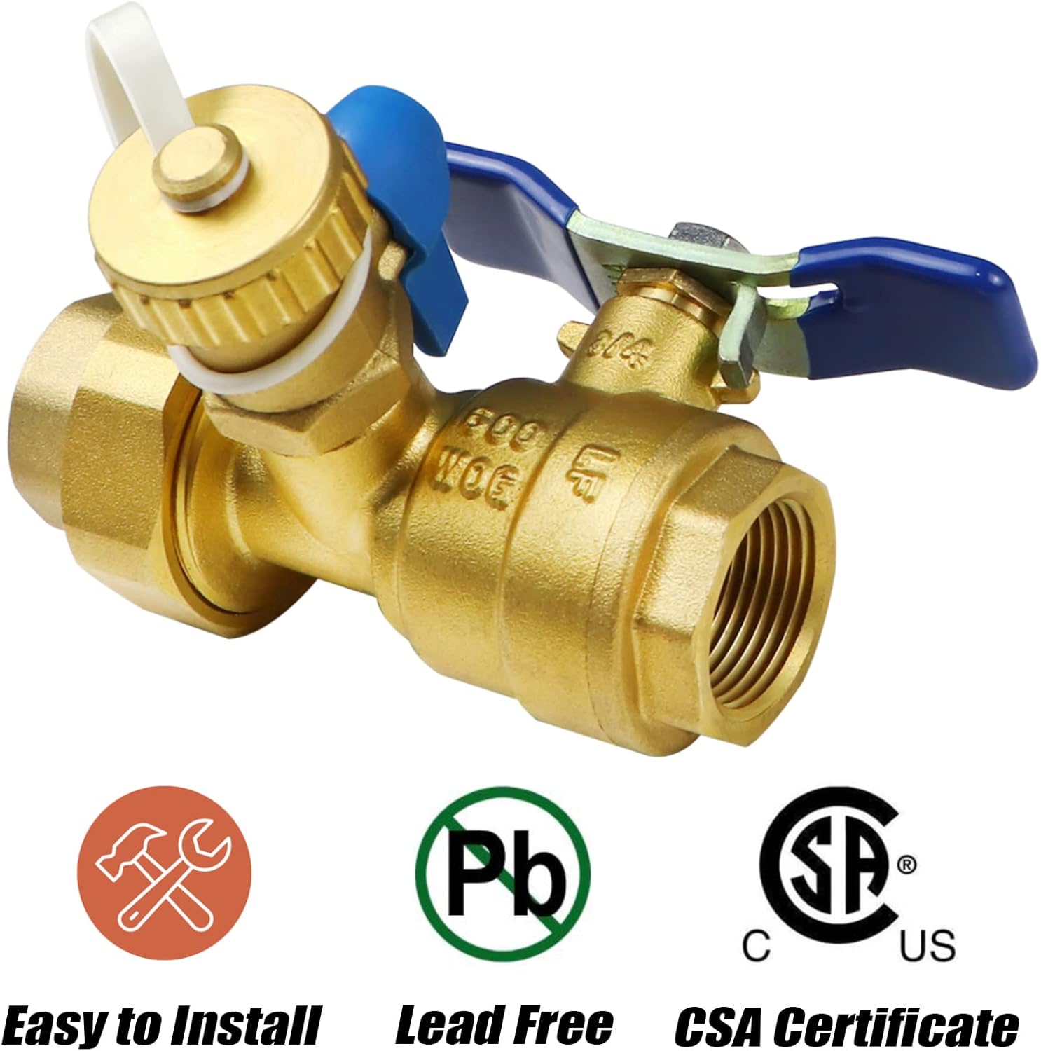 3/4 Inch IPS Isolator Tankless Water Heater Service Valve Kit with Pressure Relief Valve, Clean Brass, 3/4 Inch Service Installation Valve for rheem,rinai,ecosmart,navien,noritz,takagi,bosch