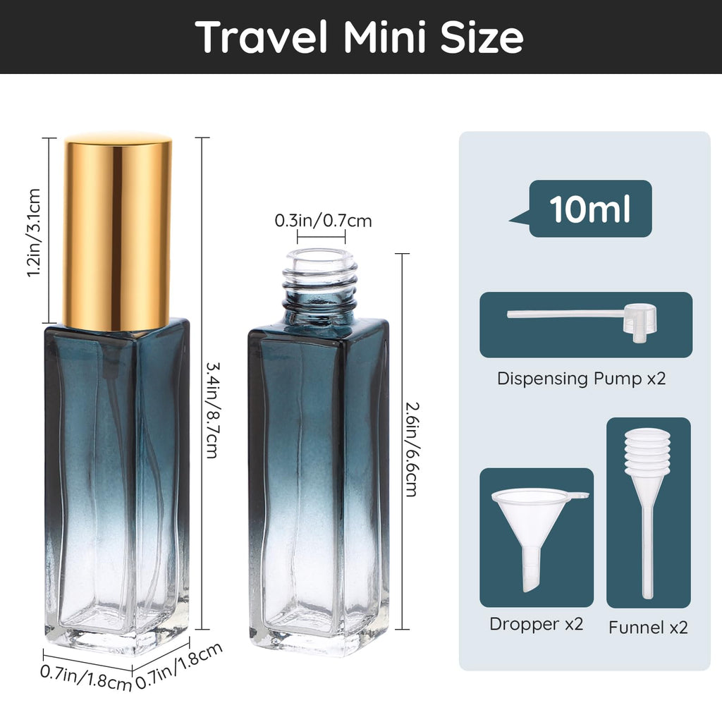 Segbeauty 0.34oz Mini Perfume Spray Bottles, 10Pack 10ml Glass Travel Perfume Atomizer Refillable, Small Empty Cologne Atomizer for Frangrance, Sample Cologne Bottles Sprayer with Refill Tool