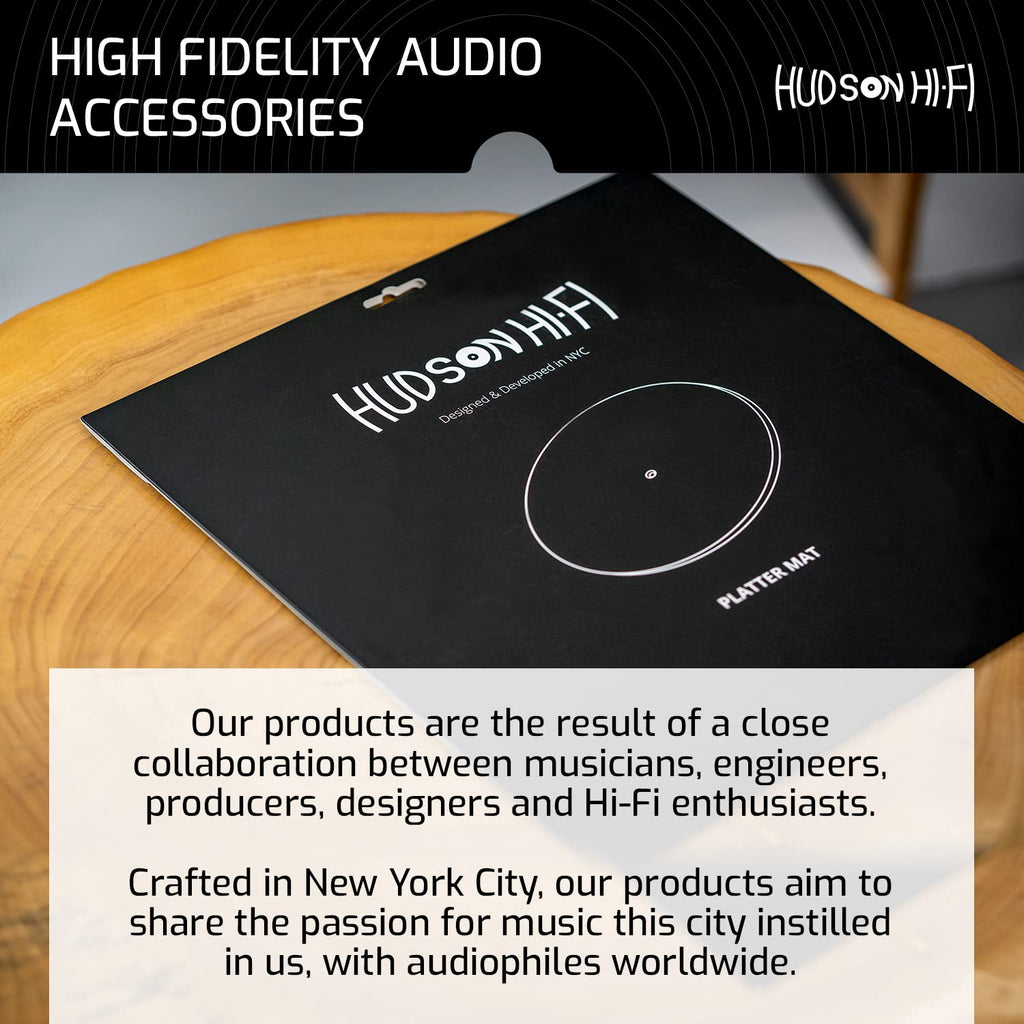 Hudson Hi-Fi Acrylic Turntable Mat – 11.75” Anti-Static Turntable Slipmat with Label Recess – 1/8” Thick Acrylic Platter Mat for Vinyl LP Record Players – Black