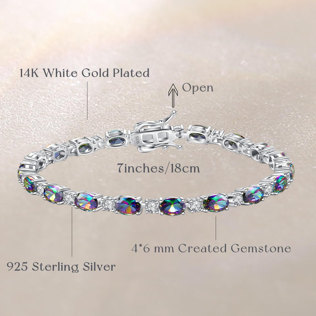FANCIME Birthstone Bracelets Sterling Silver Tennis Bracelets Charm Fine Jewelry Birthday Gifts for Women 7"