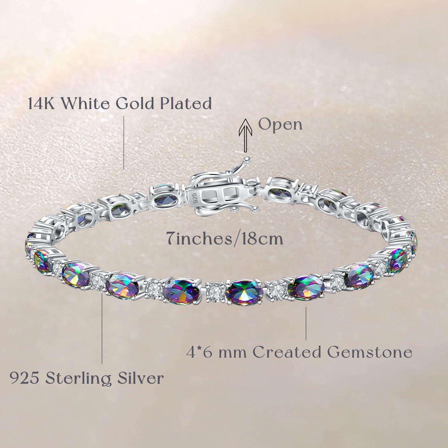 FANCIME Birthstone Bracelets Sterling Silver Tennis Bracelets Charm Fine Jewelry Birthday Gifts for Women 7"