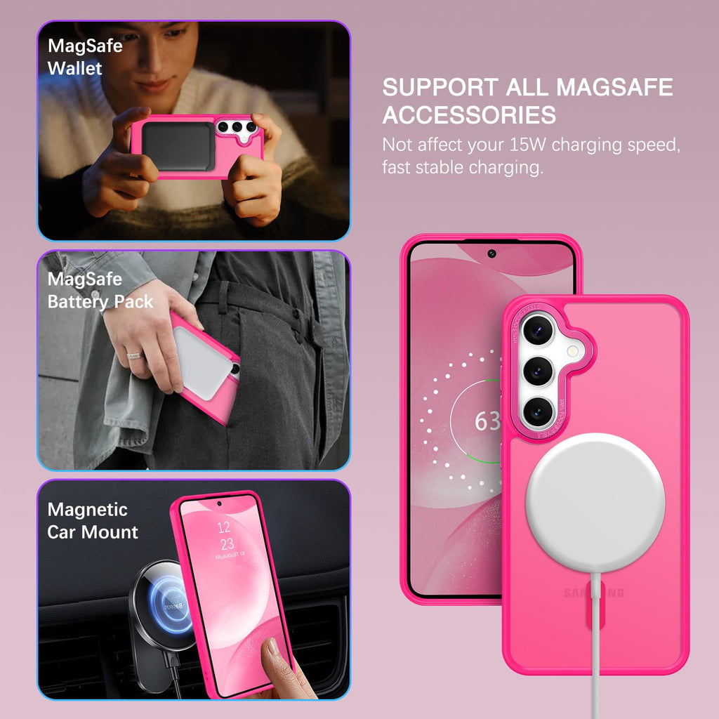 BENTOBEN Magnetic for Samsung Galaxy S24 Plus Case [Compatible with Magsafe] Translucent Matte Slim Thin Shockproof Anti-Yellow Women Men Protective Phone Cases Cover for Samsung S24 Plus 6.7", Black