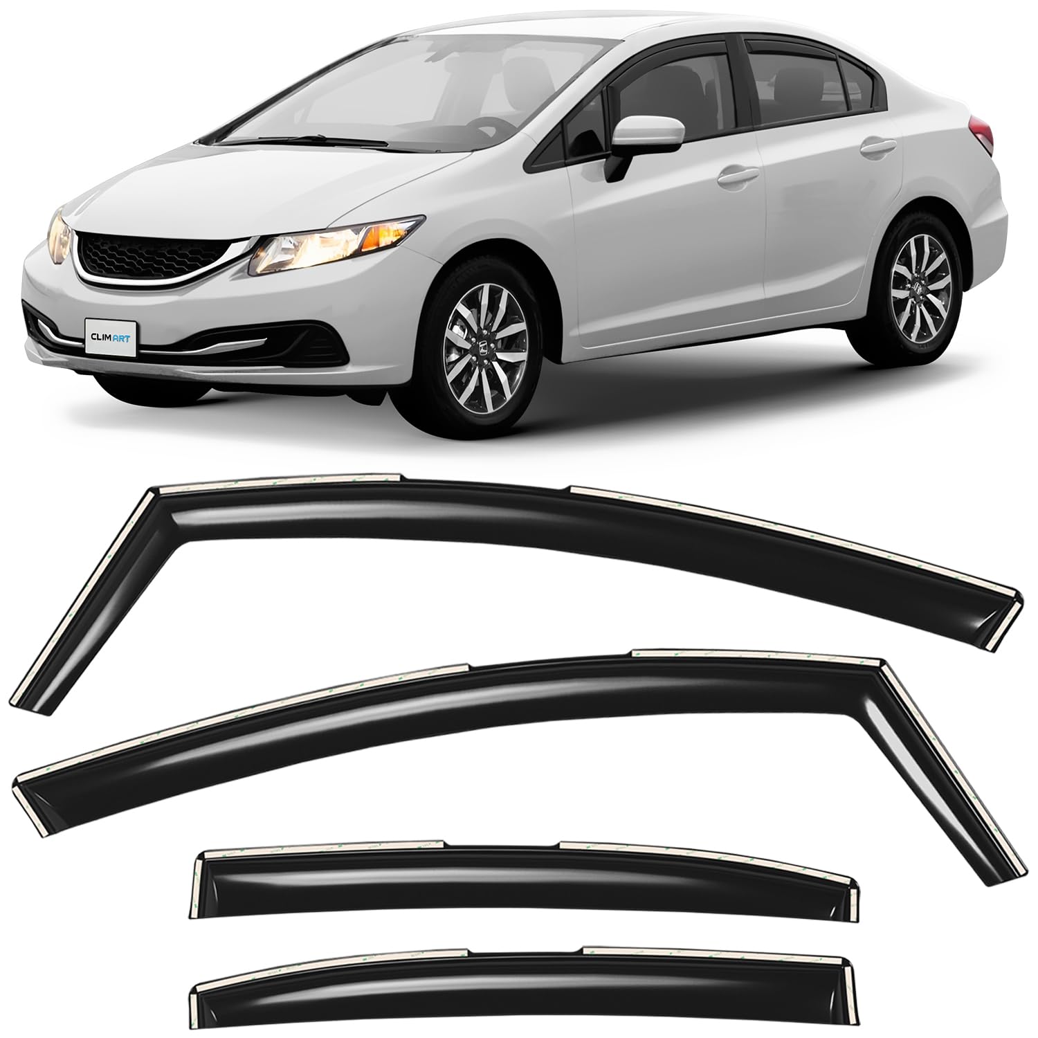 CLIM ART in-Channel Incredibly Durable Rain Guards for Honda Accord 2013-2017 Sedan, Original Window Deflectors, Vent Window Visors, Vent Deflector, 4 pcs. - 613274