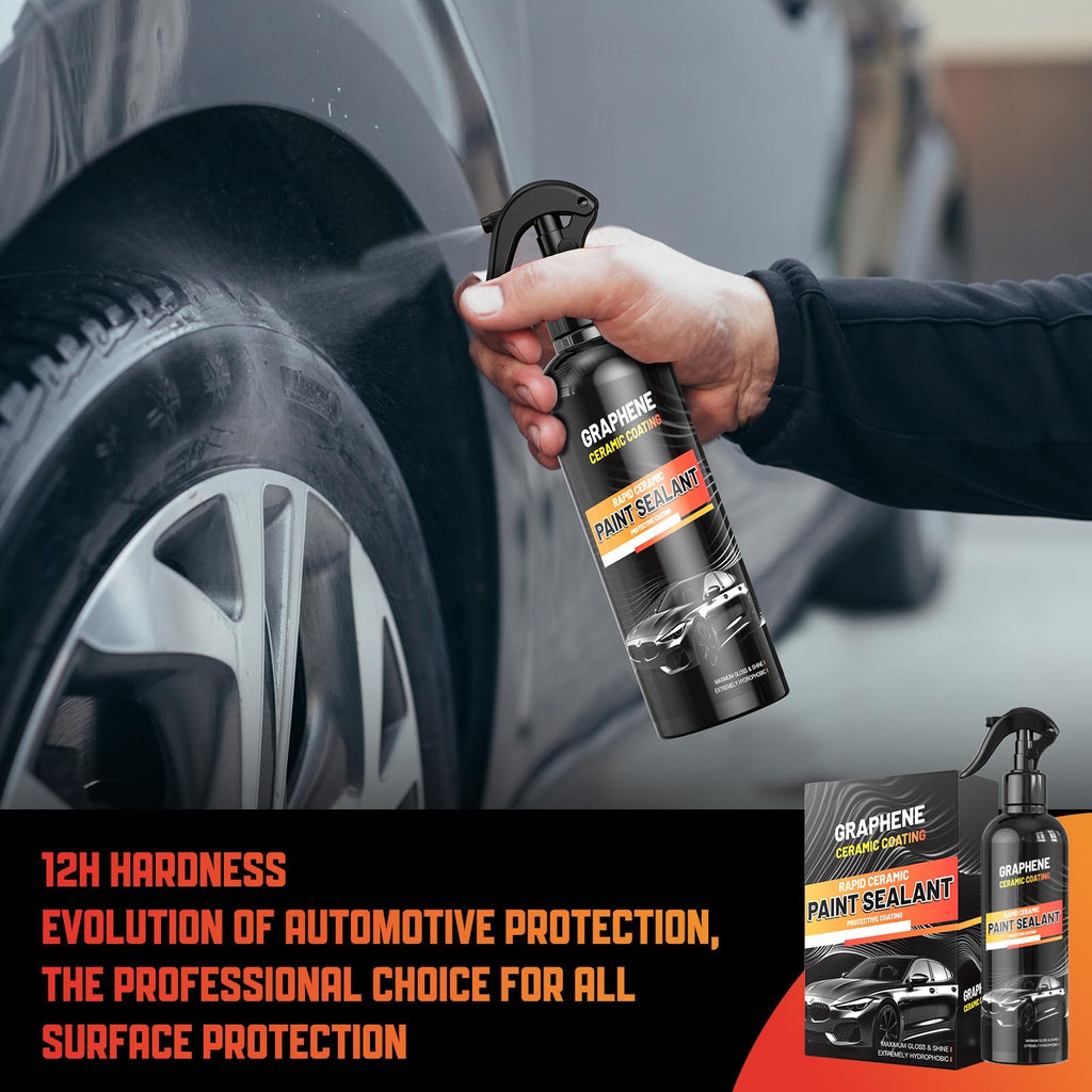 Graphene Ceramic Coating for Cars (17oz) - 12H Ceramic Spray Coating - 24+ Months of Long Lasting Protection - Ultra High Gloss & Shine - Unmatched Slickness - Extremely Hydrophobic