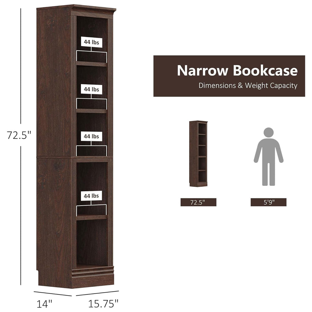 JAHRSTIM Halston Bookshelf, 5-Tier Tall Deep Storage Shelf, Adjustable Open Shelving Unit Closet Organizer and Storage for Living Room Home Office Bedroom, Modular Deep Bookcase Bookshelves