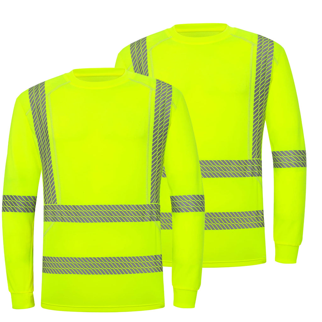 ProtectX High Visibility Long Sleeve Shirts Reflective Hi Vis Safety Shirt for Men Women Class 2-3 Construction Shirt 1 Pack