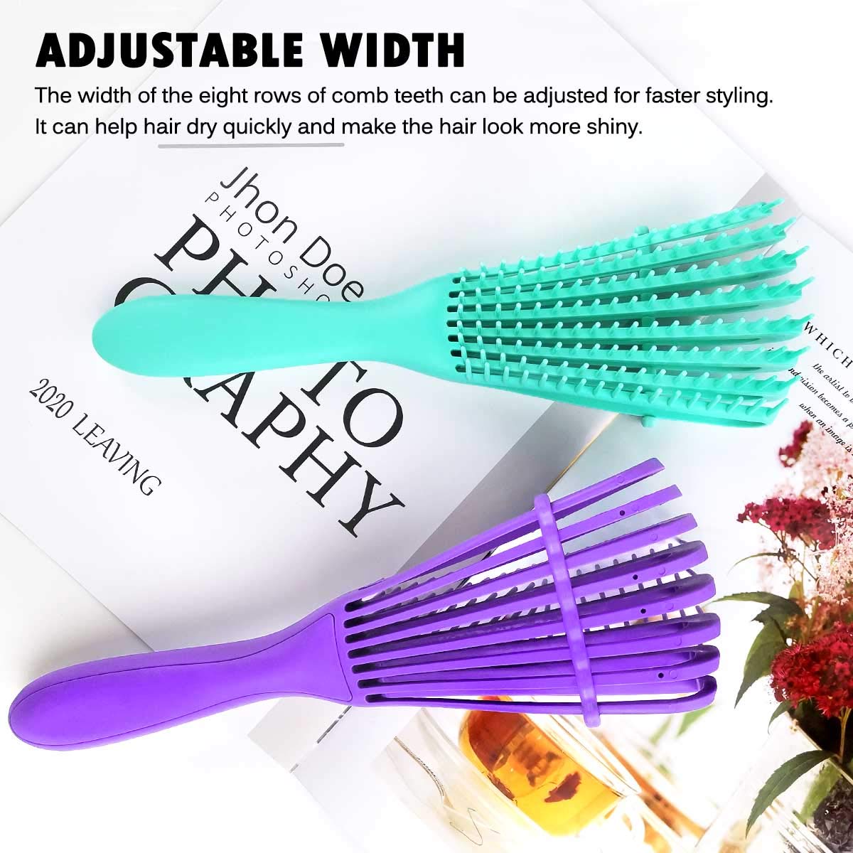 Detangling Brush for Afro America/African Hair Textured 3a to 4c Kinky Wavy/Curly/Coily/Wet/Dry/Oil/Thick/Long, Knots Detangler Scalp Massage Comb Hair Detangler for Women (1 pc, Purple)