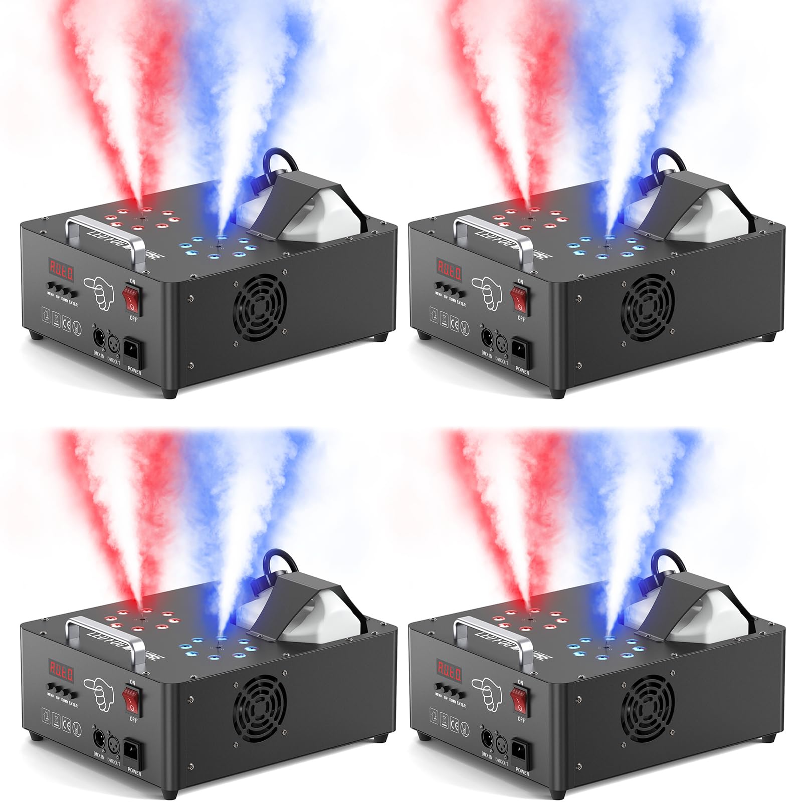 2000W Professional Fog Machine Dual Nozzle with 16 RGB LED, DMX Control Adjustable Smoke Direction, 2.5L Tank LCD Display 30000CFM for Halloween Christmas Stage DJ Party Club Events