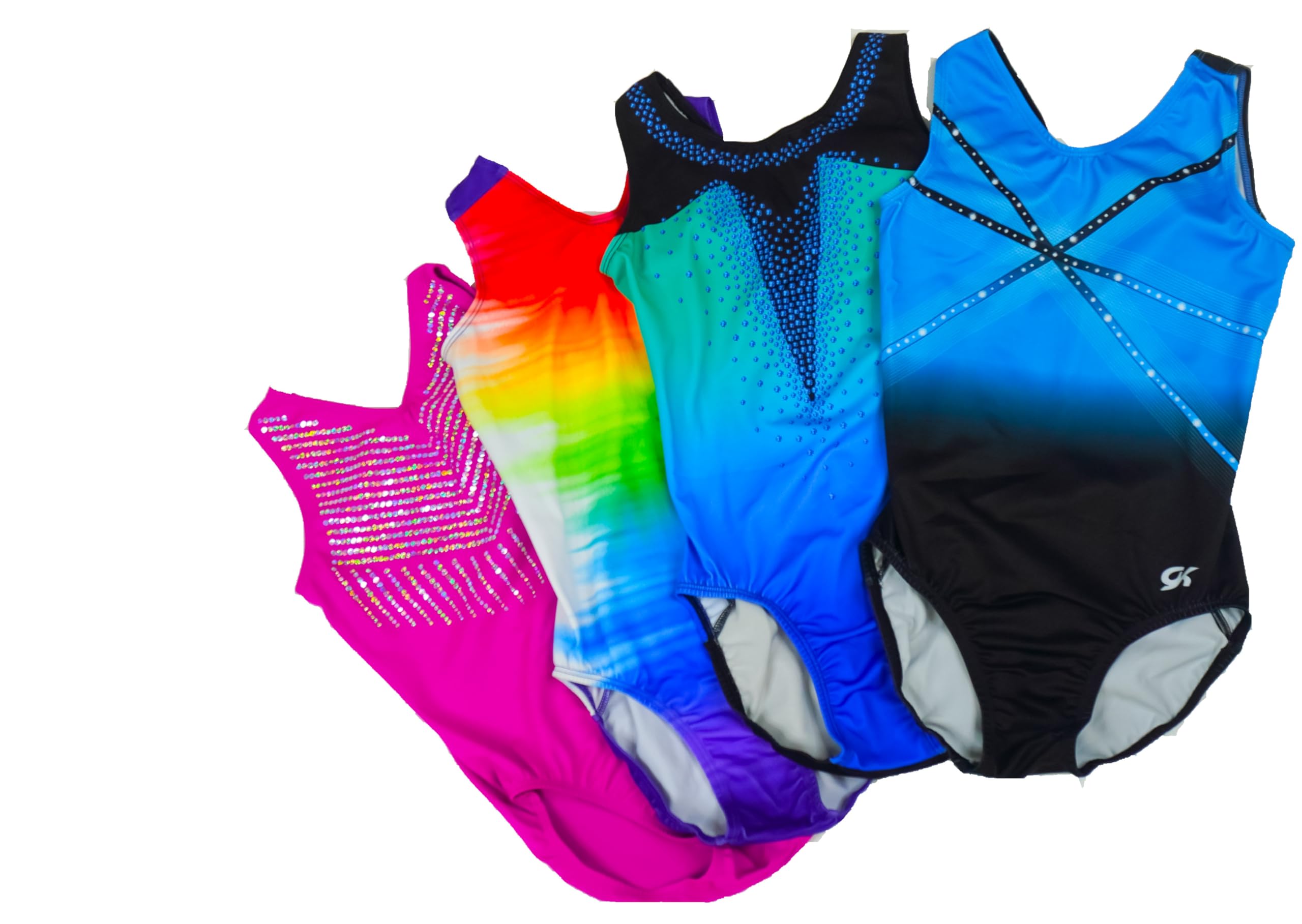 GK Girls Dazzling Diamonds Gymnastics Leotard - Dance Costume with Matching Scrunchie for Toddlers, Children, Juniors (