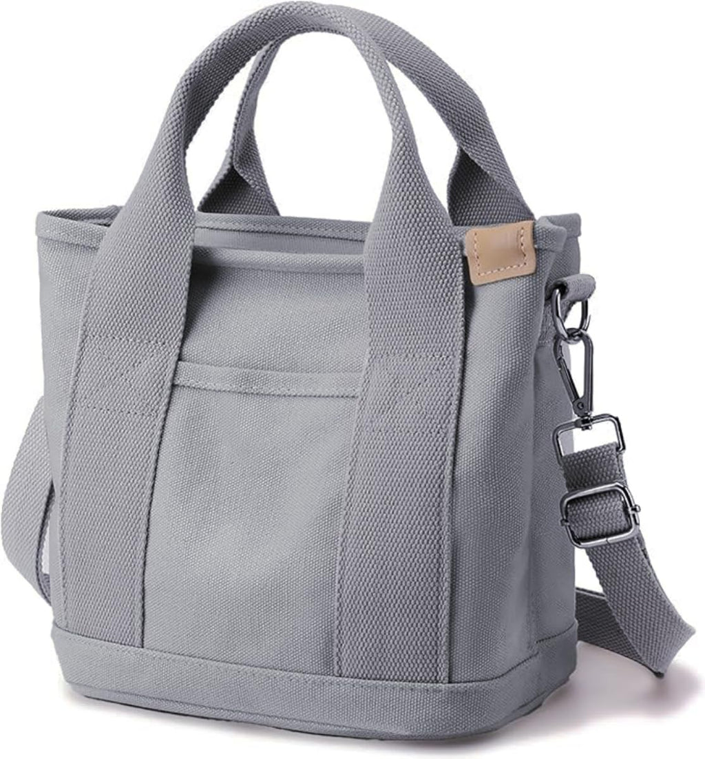 Small Tote Bag with Zipper, 2024 Canvas Multi-Pocket Crossbody Bag Shoulder Bag Satchel Hobo Bag Messenger Bag