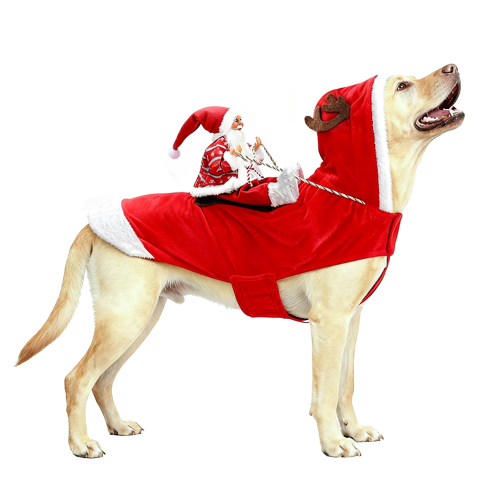 BWOGUE Santa Dog Costume Christmas Pet Clothes Santa Claus Riding Pet Cosplay Costumes Party Dressing up Dogs Cats Outfit for Small Medium Large Dogs Cats