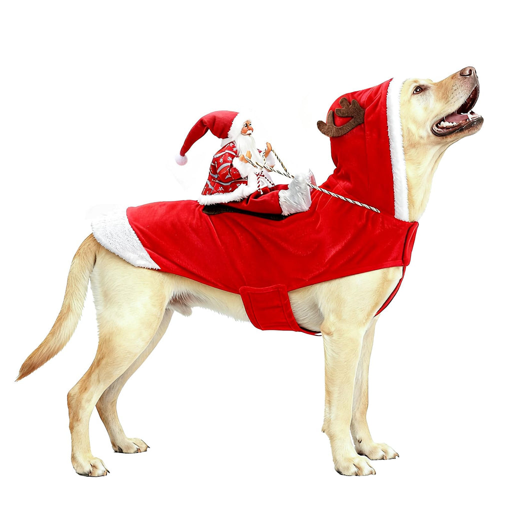 BWOGUE Santa Dog Costume Christmas Pet Clothes Santa Claus Riding Pet Cosplay Costumes Party Dressing up Dogs Cats Outfit for Small Medium Large Dogs Cats