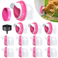 Chicken Feeder Port, 6 Pack Chicken Feeders No Waste with 6 Lids 1 Drill Bit, DIY Automatic Poultry Feeder Cups Kit, Chicken Bucket Feeder for Barrels (White)