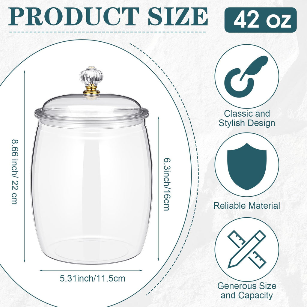 Nuogo 6 Pcs Plastic Candy and Cookie Jar with Lids Decorative Apothecary Jars Candy Buffet Containers Clear Airtight Food Storage Canister Home Decoration(42 oz,Classic)