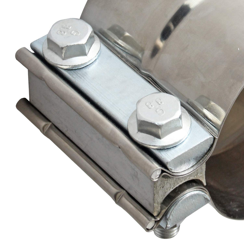 Exhaust Clamps Band Clamp 2.5" Lap Joint - Stainless Steel Lap Joint Exhaust Band Clamp with 1 Block 2Pcs for 2.5" Od to 2.5" Id Exhaust Pipe, Muffler, Elbow and Exhaust Tubing Connection(2 Pack)