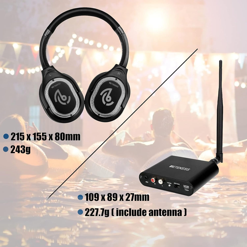 Retekess TA003 Silent Disco System, Silent Disco Transmitter, 3 Channels,Plug and Play, 300m Range for House Party, Fitness and School (1 Transmitter)