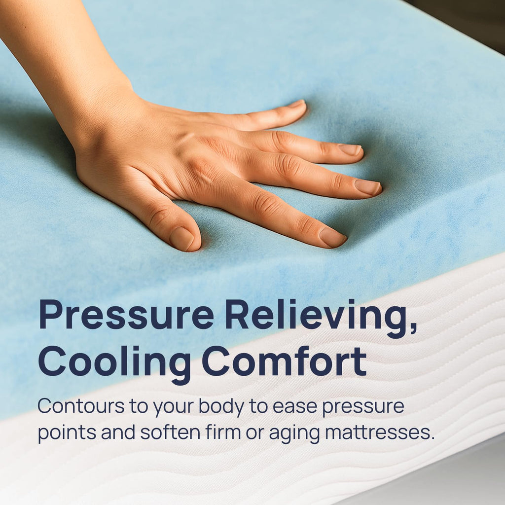 Sure2Sleep Gel Swirl Memory Foam Mattress Topper - 2 Inch, Pressure Relieving, Cooling Comfort - Made in the USA & CertiPUR-US Certified - Softens Firm Beds and Extends Mattress Life - Twin Size