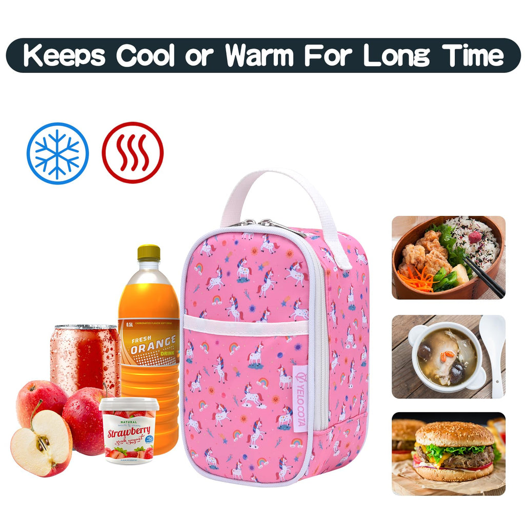 Yelocota Small Insulated Lunch Bag- Snack Bag- Mini Cooler Bag with Handle for Travel,Work,School(Storage Space below 20oz)- Also Suitable for Pairing with Food Jar