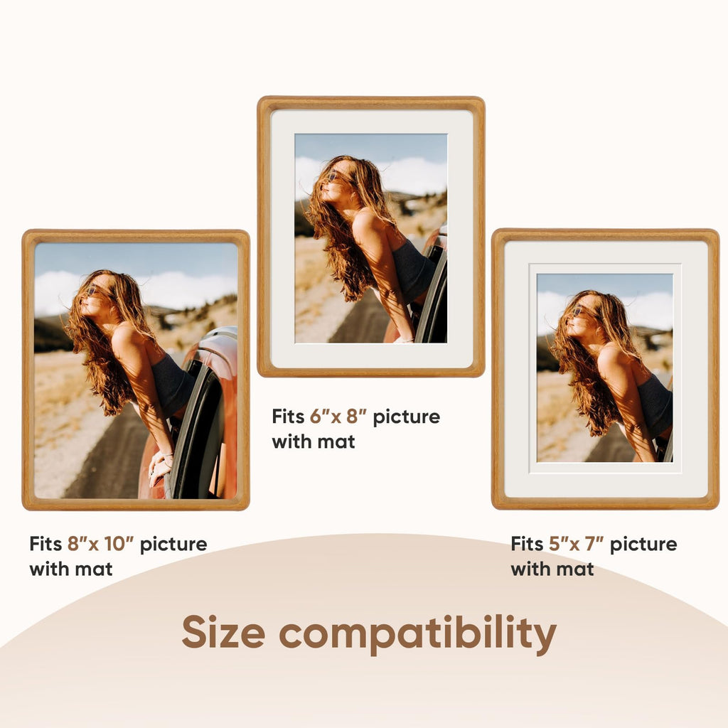 Mini Wood Picture Frame,Small Picture Frames 2x3 with Tiny Mat | Cute Polaroid Picture Frame,Teak Solid Natural Wood Tiny Photo Frame, Tabletop and Wall Mounting