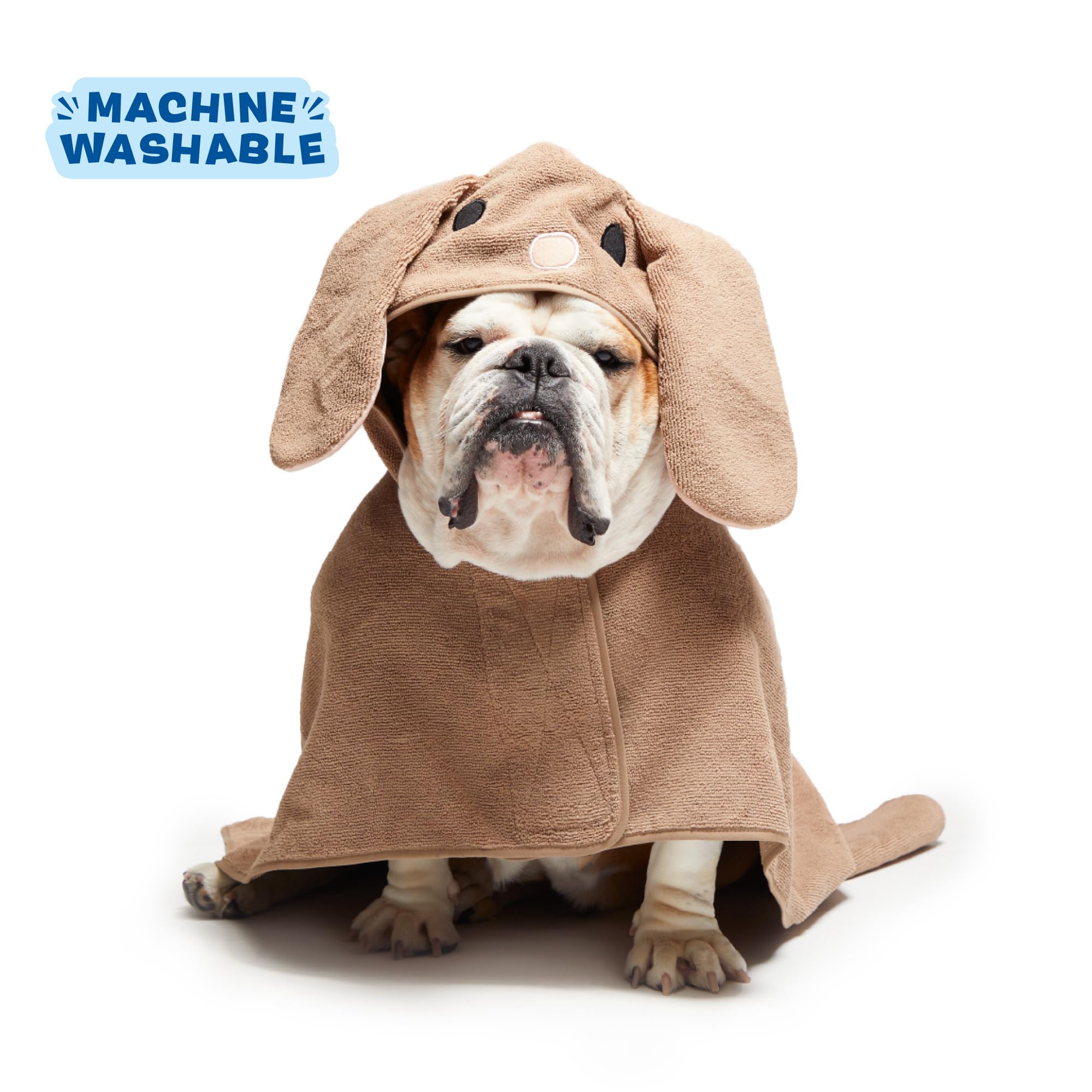Barkbox Dog Bathrobe Fast Drying with Hook and Loop Closure & Wrap Tie Snuggle, Cute Dogs Clothes, Easy to Clean, Machine Washable, Dog Coats and Tumble Dry Low - Bunny, Medium