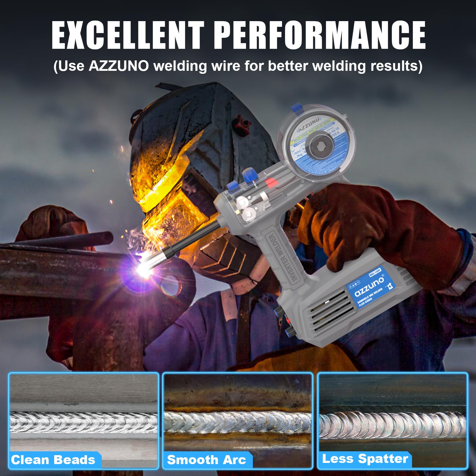 AZZUNO MIG Welder Machine 110V/220V, 155Amp 5-in-1 Gas MIG/Aluminum MIG/Gasless Flux MIG/Lift TIG/Stick Welding Machine, Wire Feed Welder