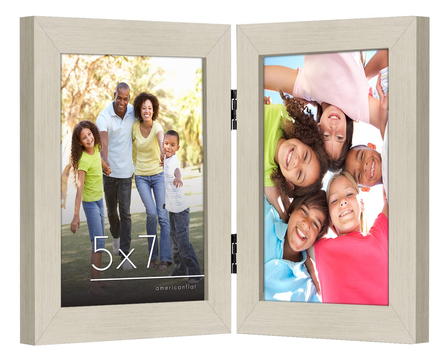 Americanflat Hinged 4x6 Picture Frame with Shatter-Resistant Glass - Double Picture Frames with Engineered Wood - Signature Collection - Photo Frame for Tabletop Display - Black