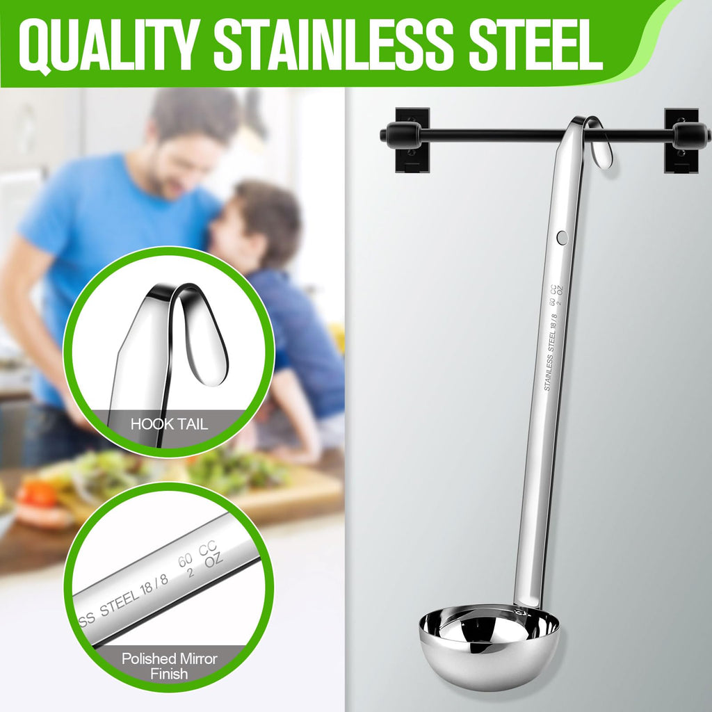 meekoo 1 Pieces Stainless Steel Ladle Soup Handle Ladle with Pouring Rim for Kitchen Cooking Soup Sauce (1 oz)