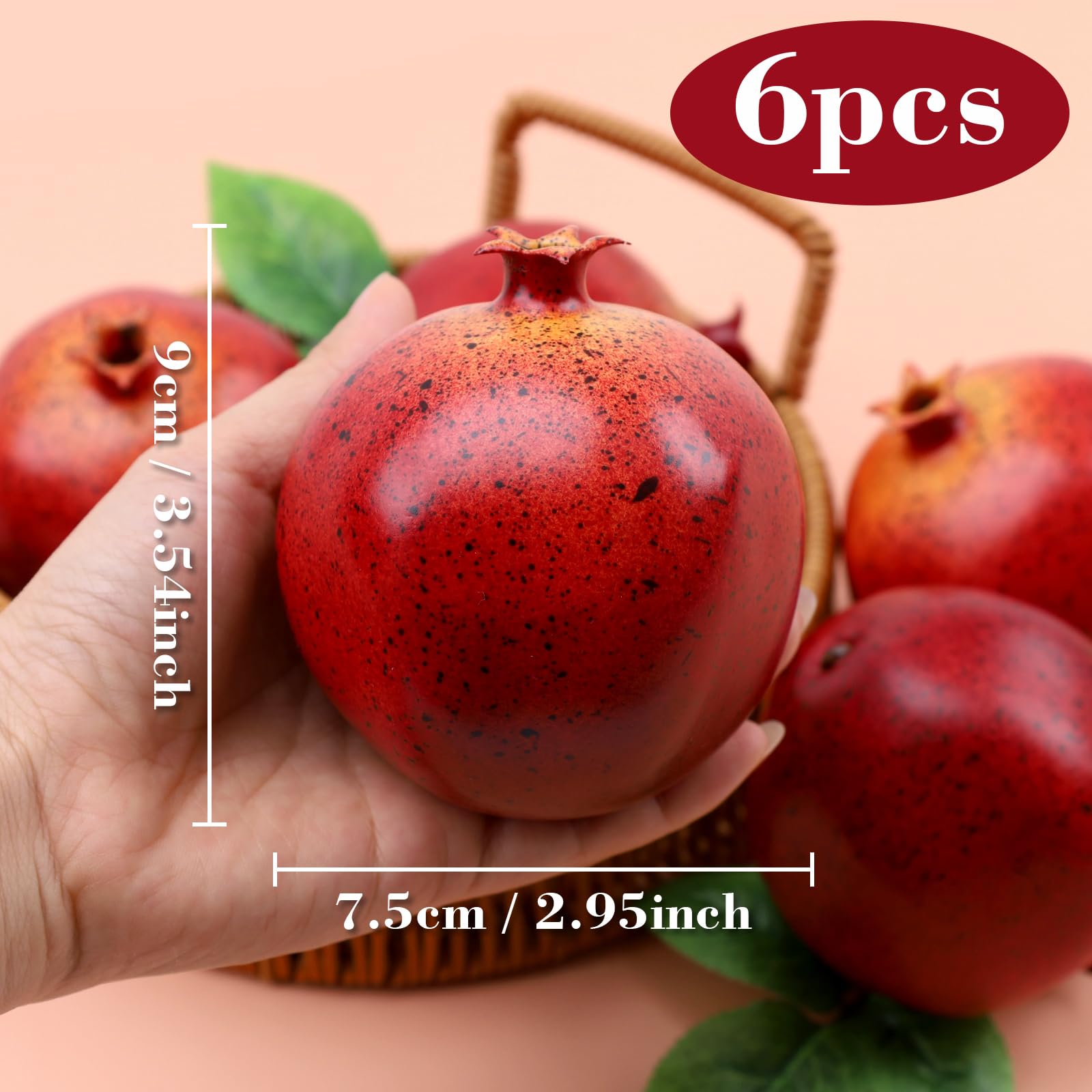 6 Pcs Faux Brown Pears - Realistic Fake Pear Artificial Fruit Decorations for Table Centerpiece, Decorative Artificial Pear for Home Kitchen Decor