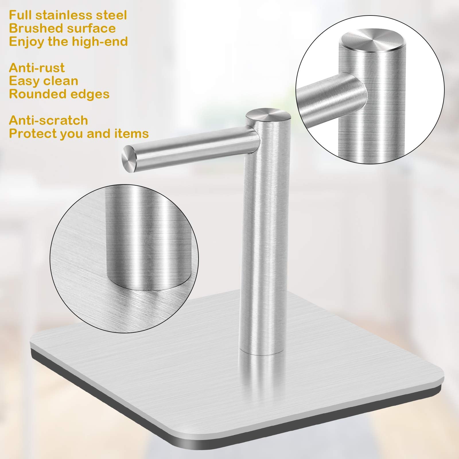 Magnetic Paper Towel Holders Heavy Duty Steel Brushed Holder with Strong Magnetic Backing - Fit for Large Paper Towels or Use as Hook - for Kitchen,Refrigerator,Grill,Garage,Shop