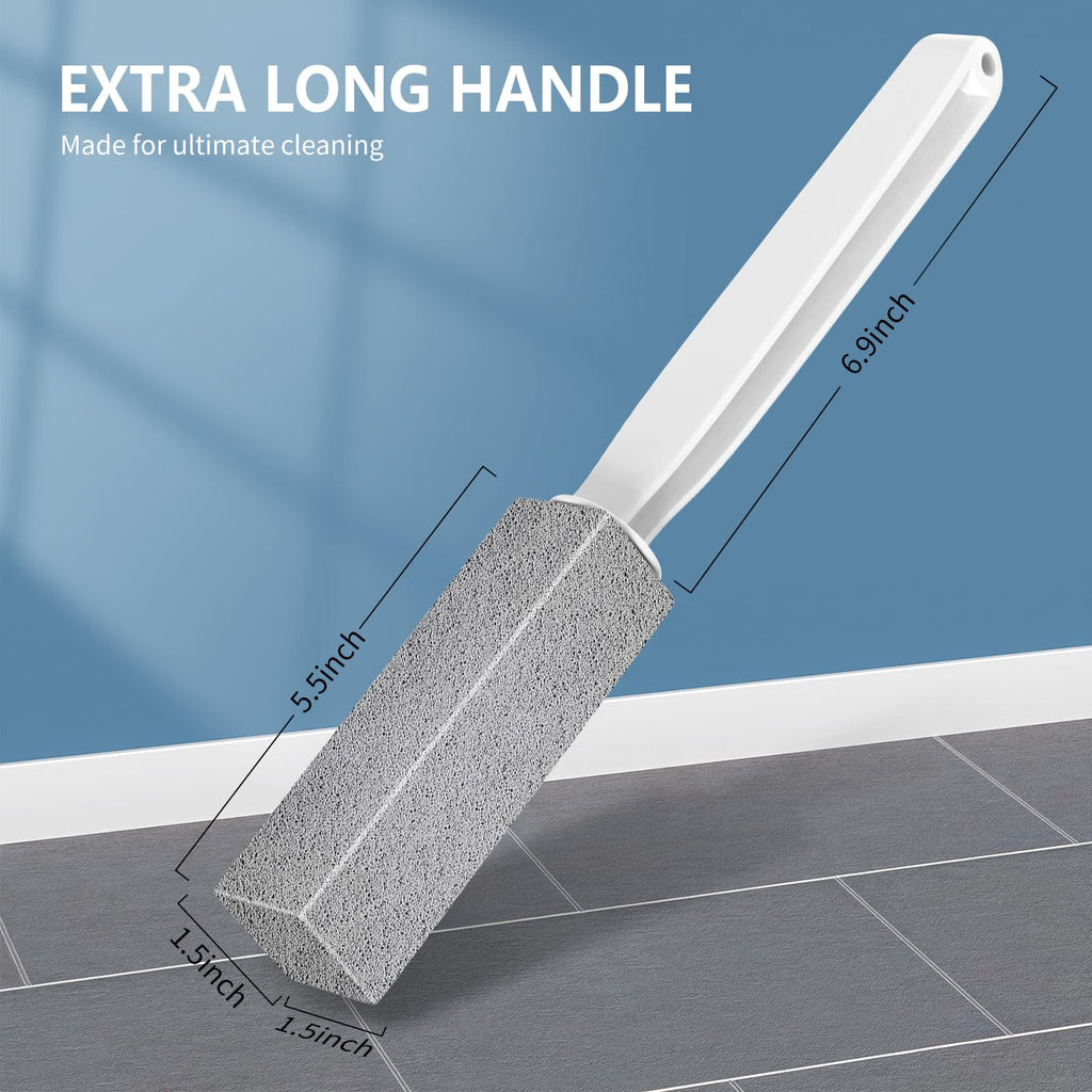 Laiyeoy Toilet Bowl Cleaner Pumice Stone -Hard Water Stain Remover, Powerfully Removes Toilet Bowl Rings，Rust &Lime，Ideal for Toilet Brush/BBQ Grills/Sink/Pool/Bathroom【2Pack】 (Extra Long Handle)